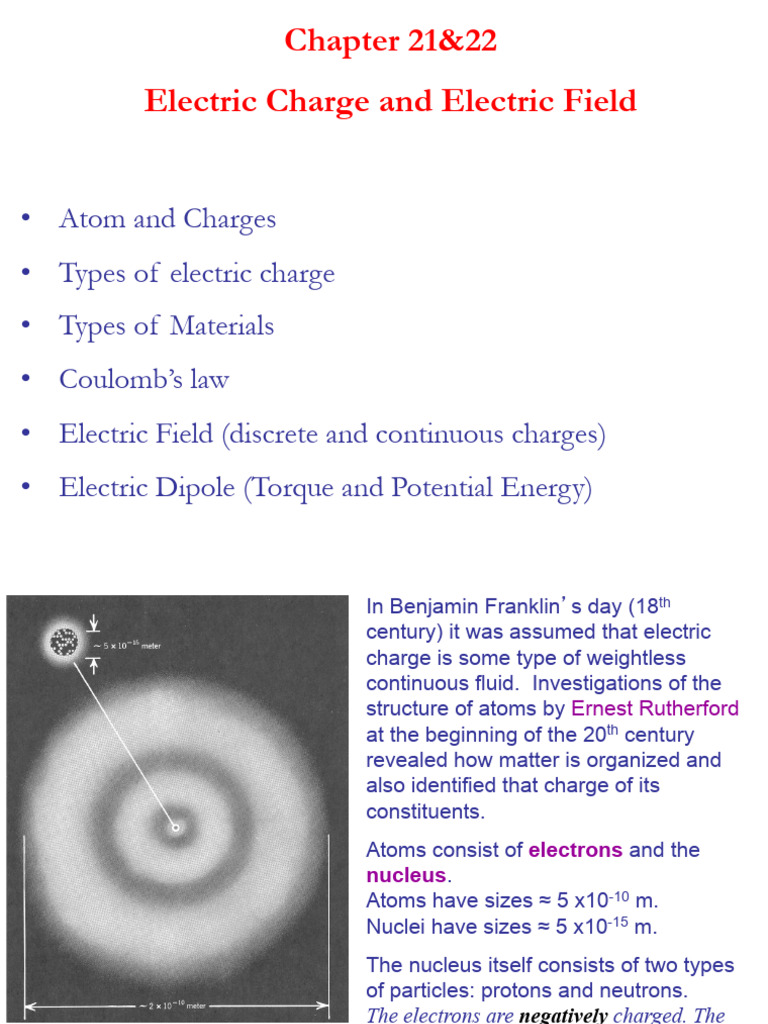 Ch21-22 Lecture Notes | PDF | Electric Charge | Atoms