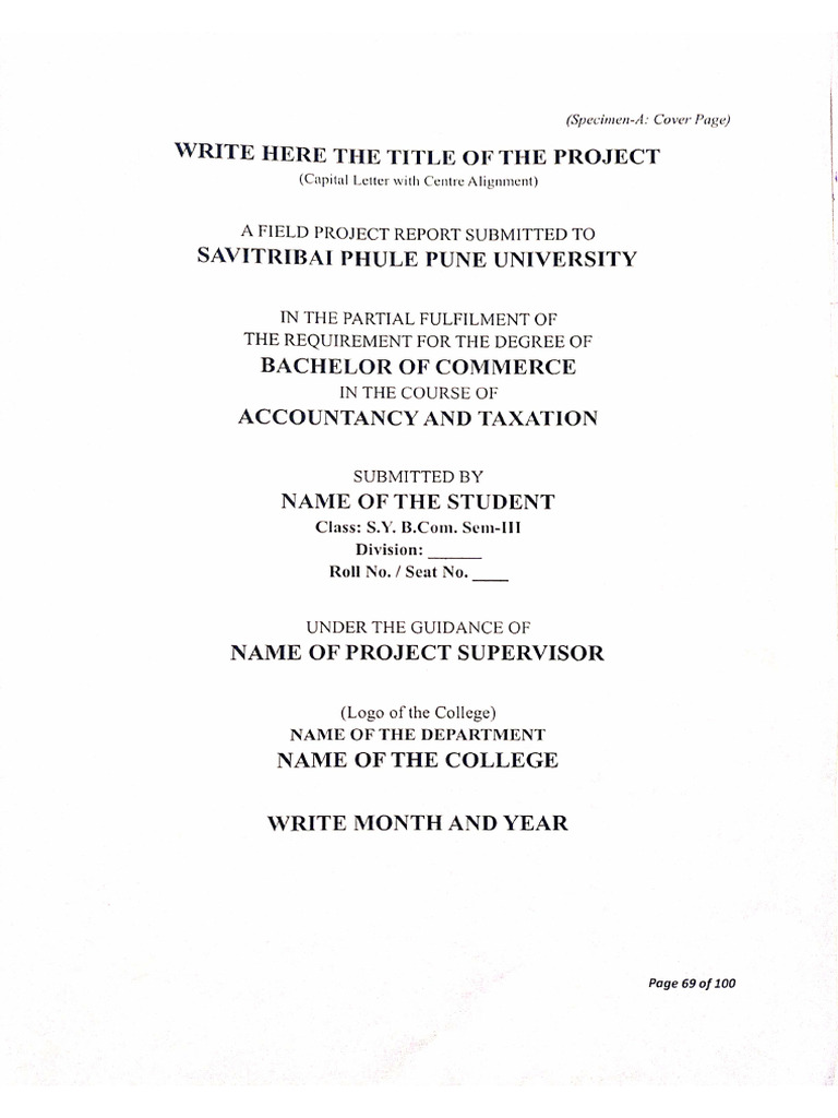 Formate of Titel of The Field Project As Per Our Subject | PDF