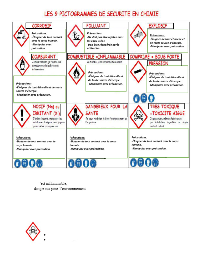 Signification et précautions des pictogrammes | PDF