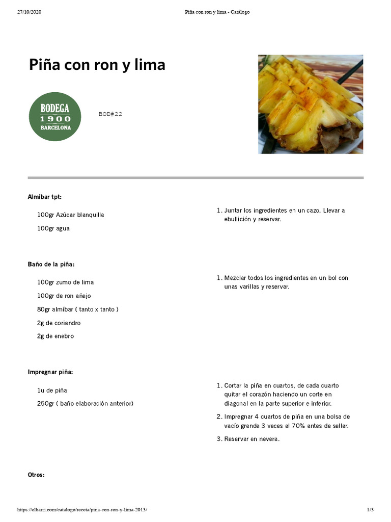 BOD#22 Piña Con Ron y Lima | PDF | Ron | Alimentos