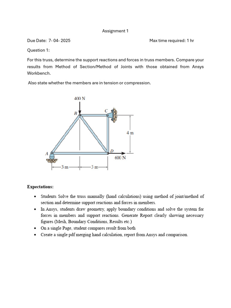 Truss and Beam Analysis Assignment | PDF