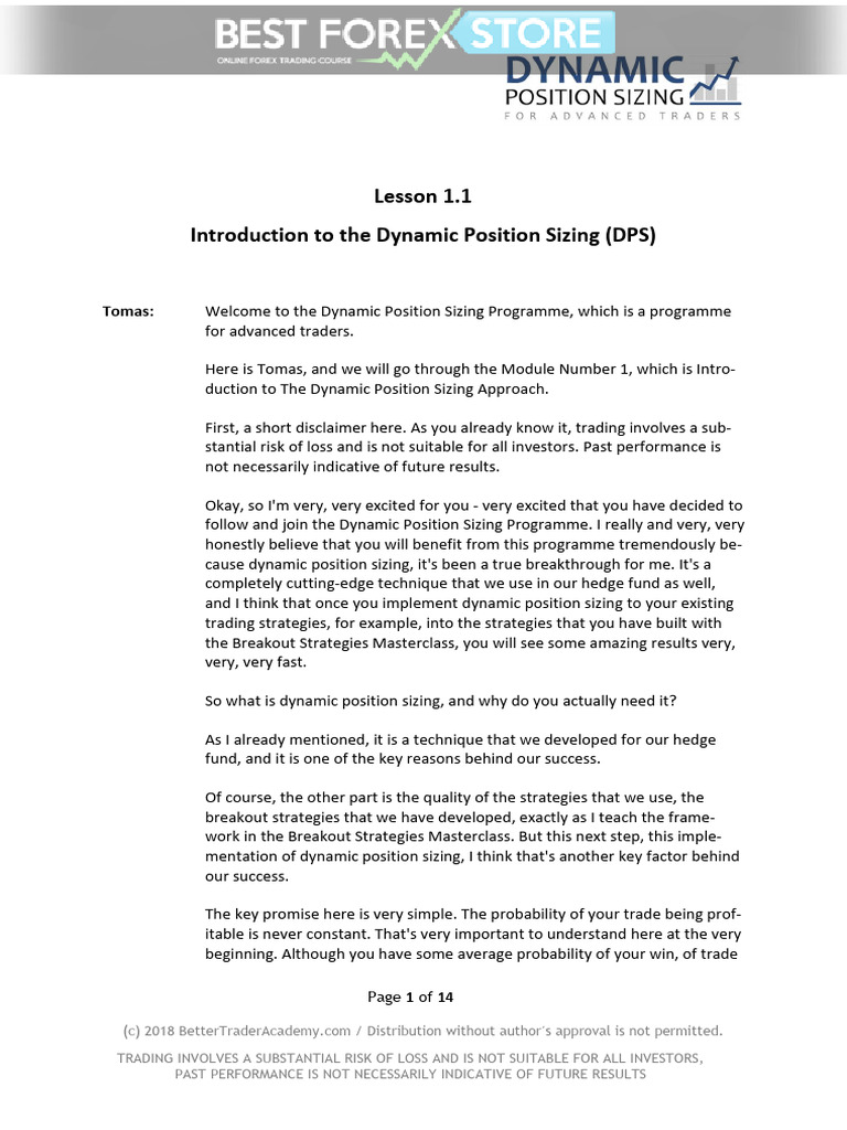 Dynamic Position Sizing for Traders | PDF | Hedge (Finance) | Risk