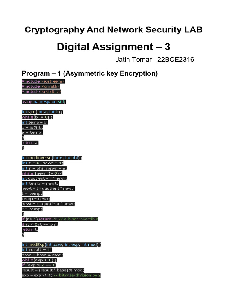 RSA Encryption and Decryption Lab | PDF | Cryptography