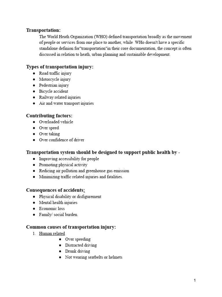 Socio Economic Impact of Transportation Injuries | PDF | Traffic ...