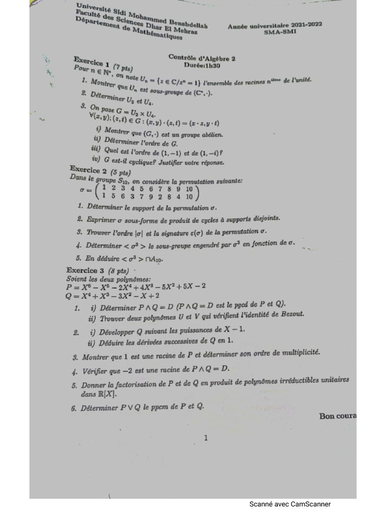 Algèbre 220022 | PDF
