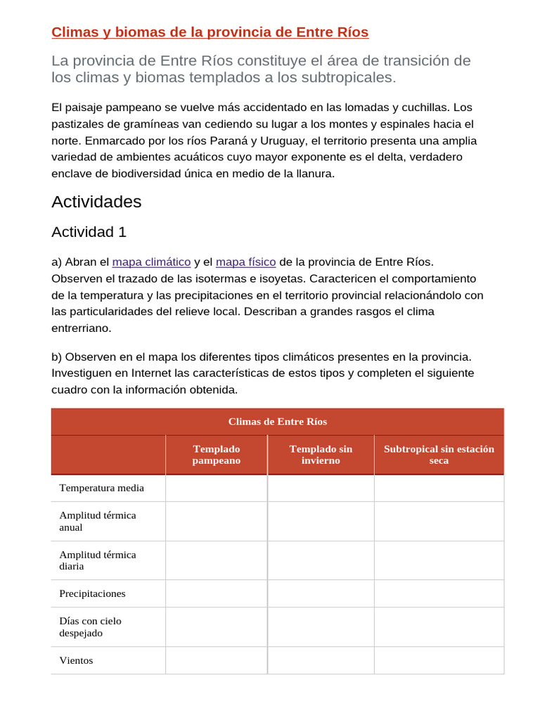 Climas y Biomas de Entre Ríos | PDF | Clima | Clima templado
