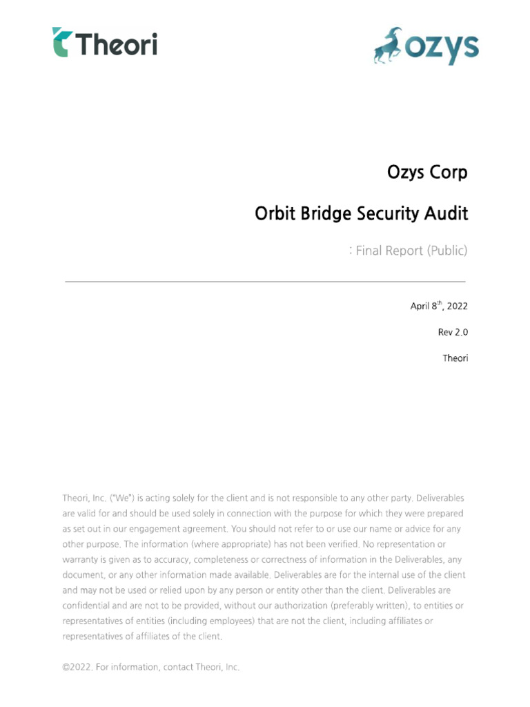 Theori OrbitBridge 2022 1Q | PDF