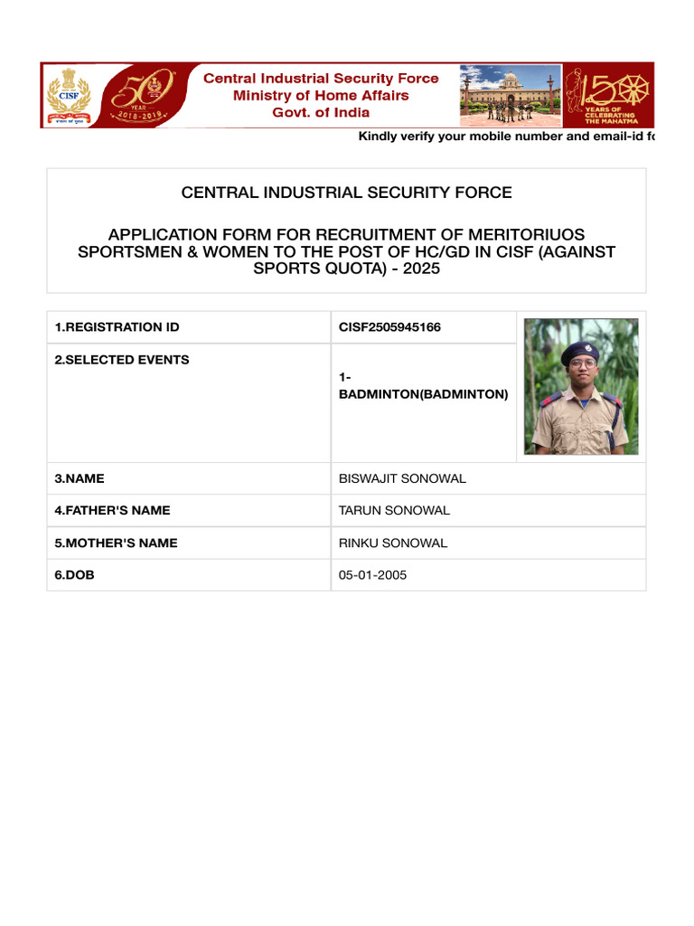 CISF - Central Industrial Security Force | PDF