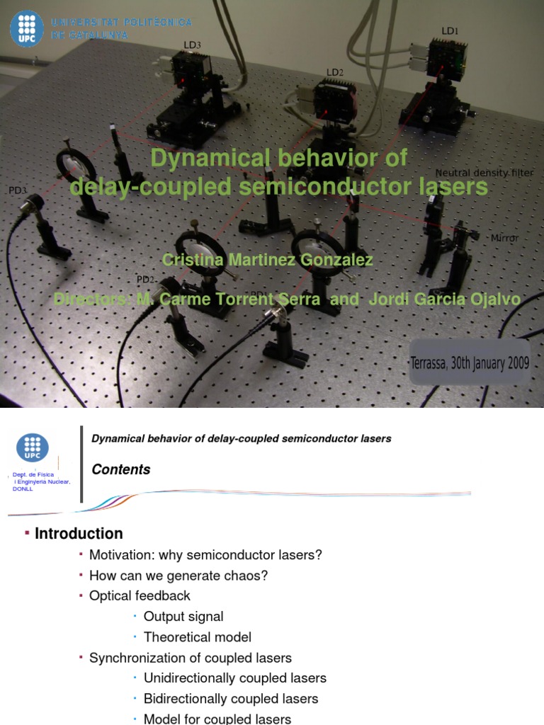 Delay-Coupled Semiconductor Lasers Dynamics | PDF | Laser | Resonance
