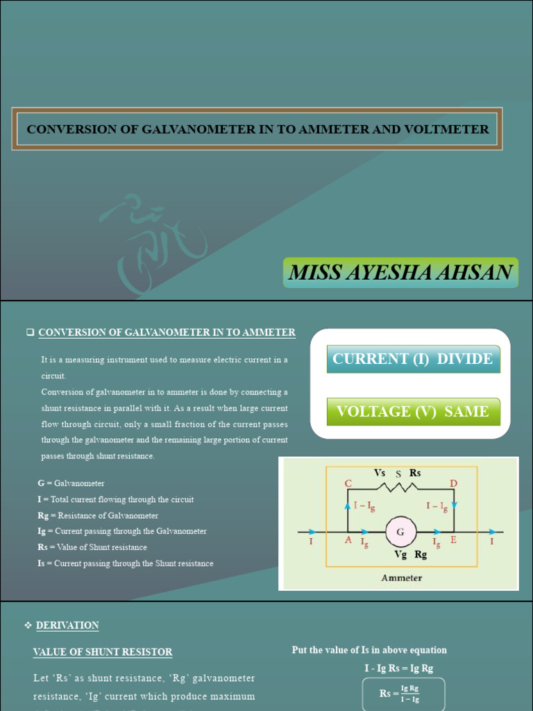 Conversion of Galvanometer in To Ammeter and Voltmeter | PDF | Voltage ...