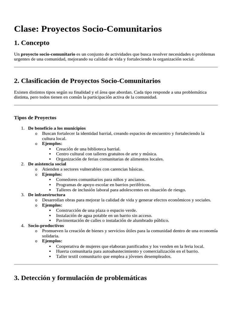 Tipos de Proyectos Socio-Comunitarios | PDF | Comunidad | Trabajo Social