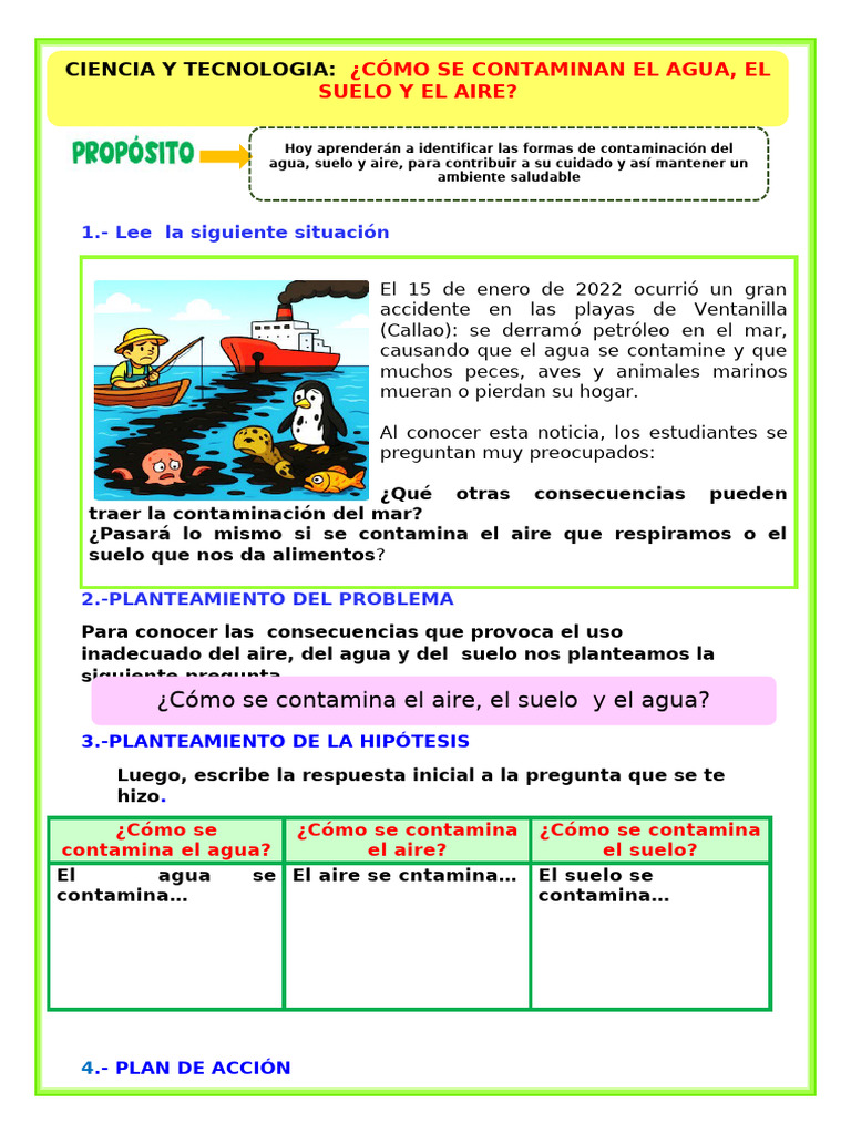 U6 S5 Ficha D4 CT Como Se Contamina El Agua, El Aire y El Suelo | PDF ...