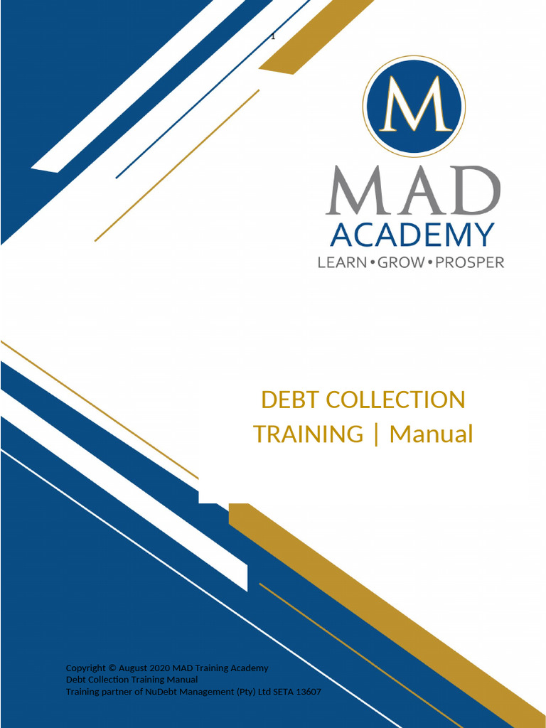 MAD Academy - Debt Collection Training - August 2020 | PDF | Debt | Insolvency