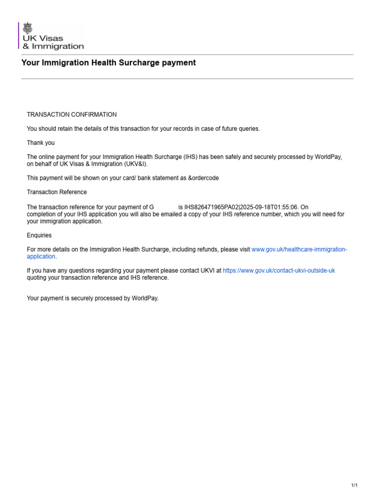 IHS Payment Confirmation Receipt | PDF