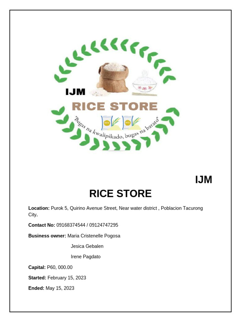 Ijm Rice Store Actual Sales | PDF