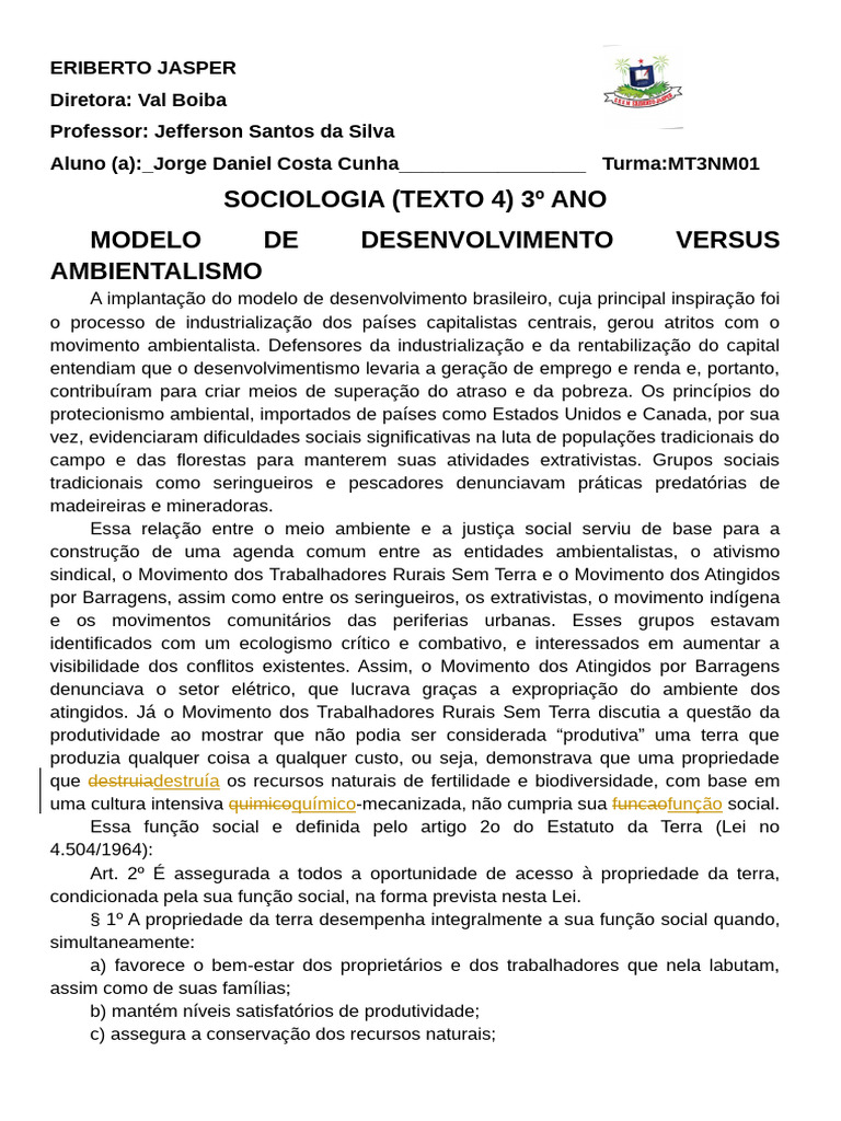 Conflitos entre Desenvolvimento e Ambientalismo | PDF | Movimento ...