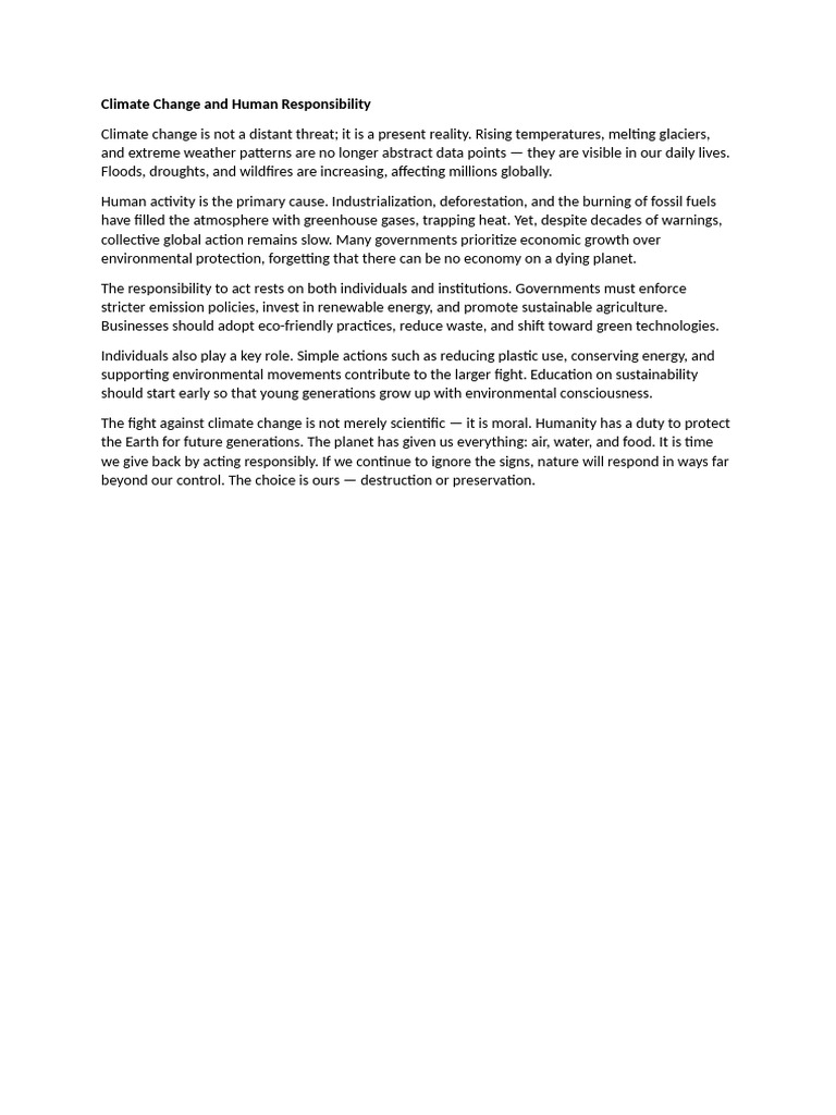 Human Responsibility in Climate Change | PDF