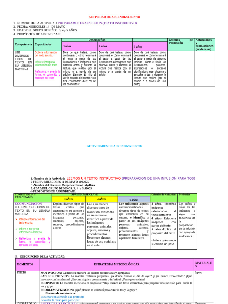 Actividad Miercoles 14 de Mayo | PDF | Aprendizaje