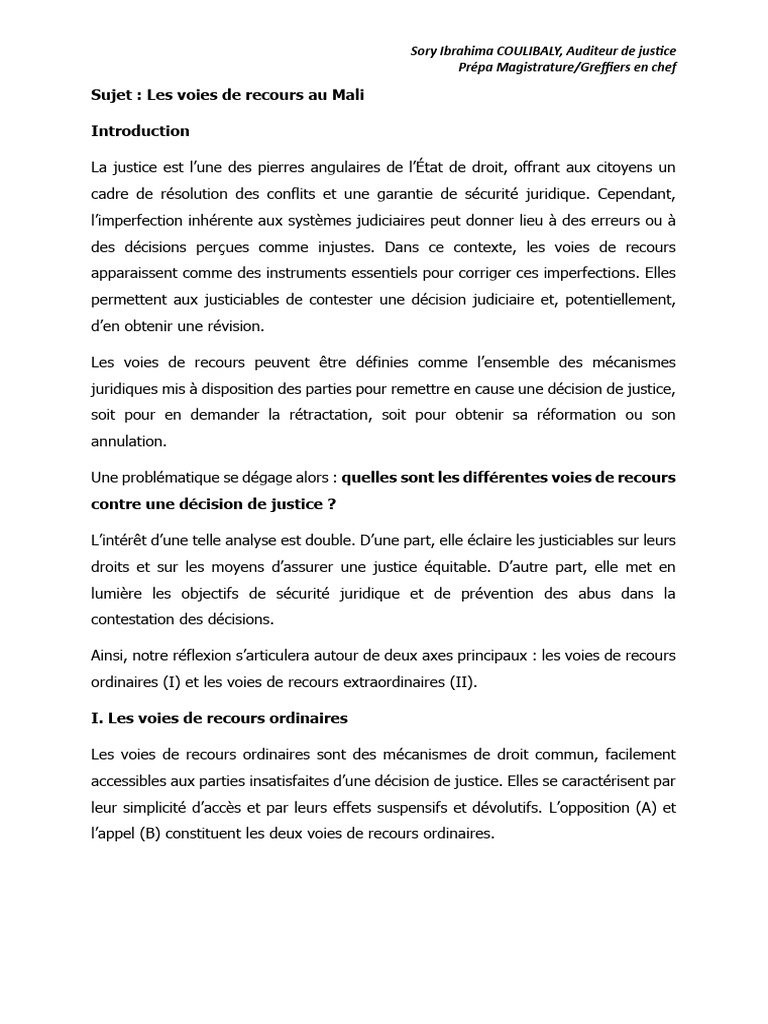Voies de recours judiciaires au Mali | PDF | Justice | Crime et violence