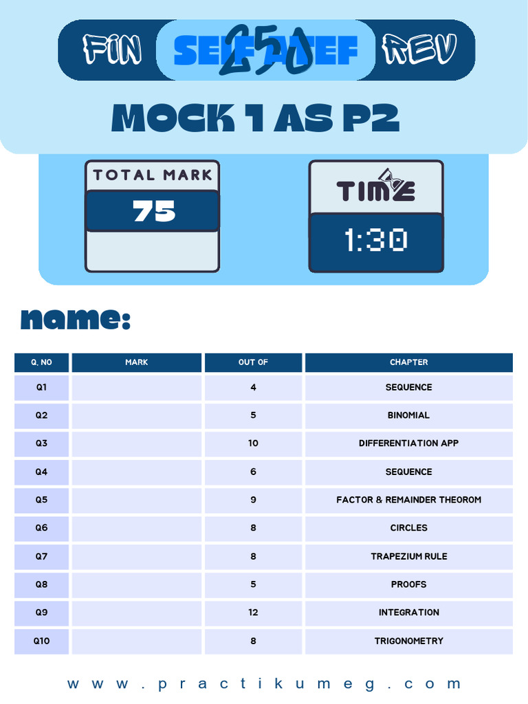 Math Exam Mock Paper P2 | PDF | Area | Mathematical Analysis