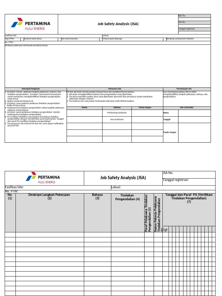 Job Safety Analysis (JSA) Rev. 10 Fix | PDF