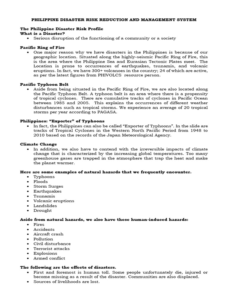 Philippine Disaster Risk Management Overview | PDF | Tropical Cyclones ...