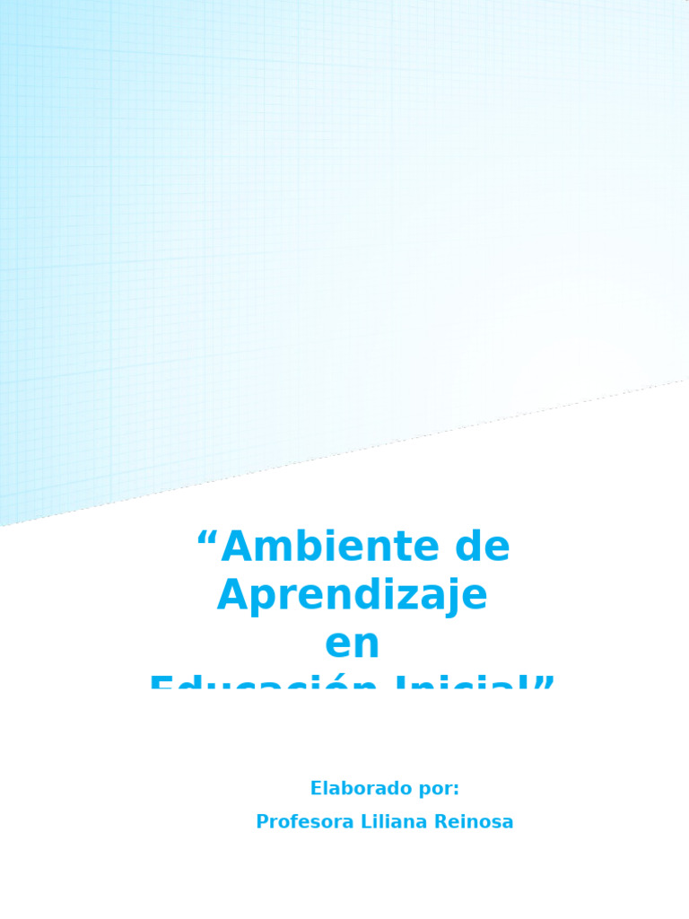 Ambientes de Aprendizaje en Educación Inicial | PDF | Educación de la ...