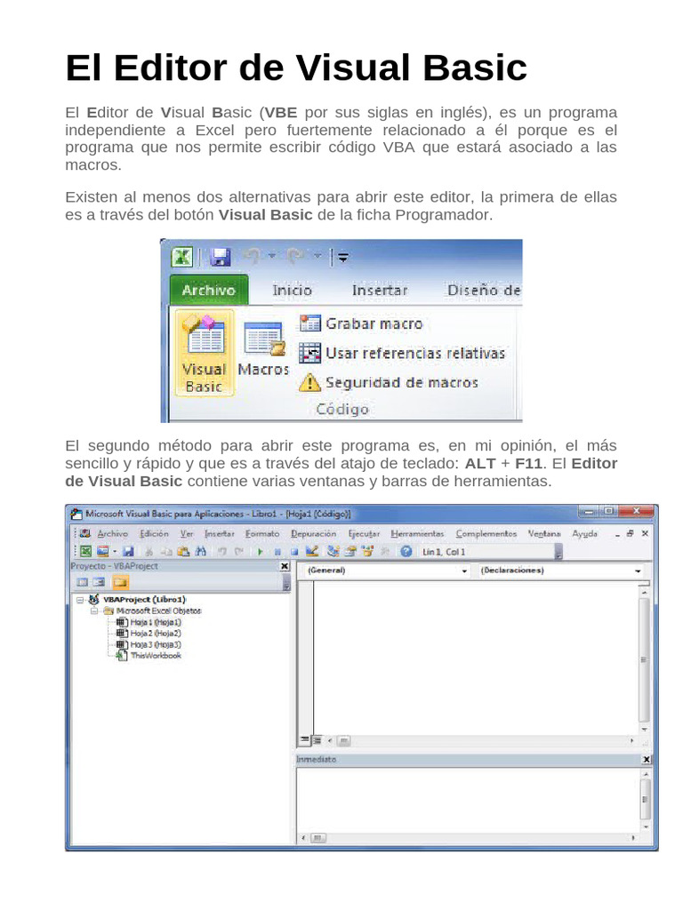 Introducción al Editor de Visual Basic en Excel | PDF | Microsoft Excel ...