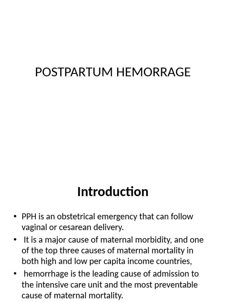 PPH FOR 2nd Yr Anesthesia | PDF | Obstetrics | Diseases And Disorders