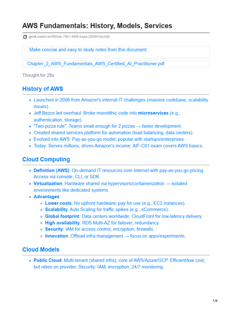 AWS Fundamentals History Models Services - 2 | PDF | Cloud Computing ...