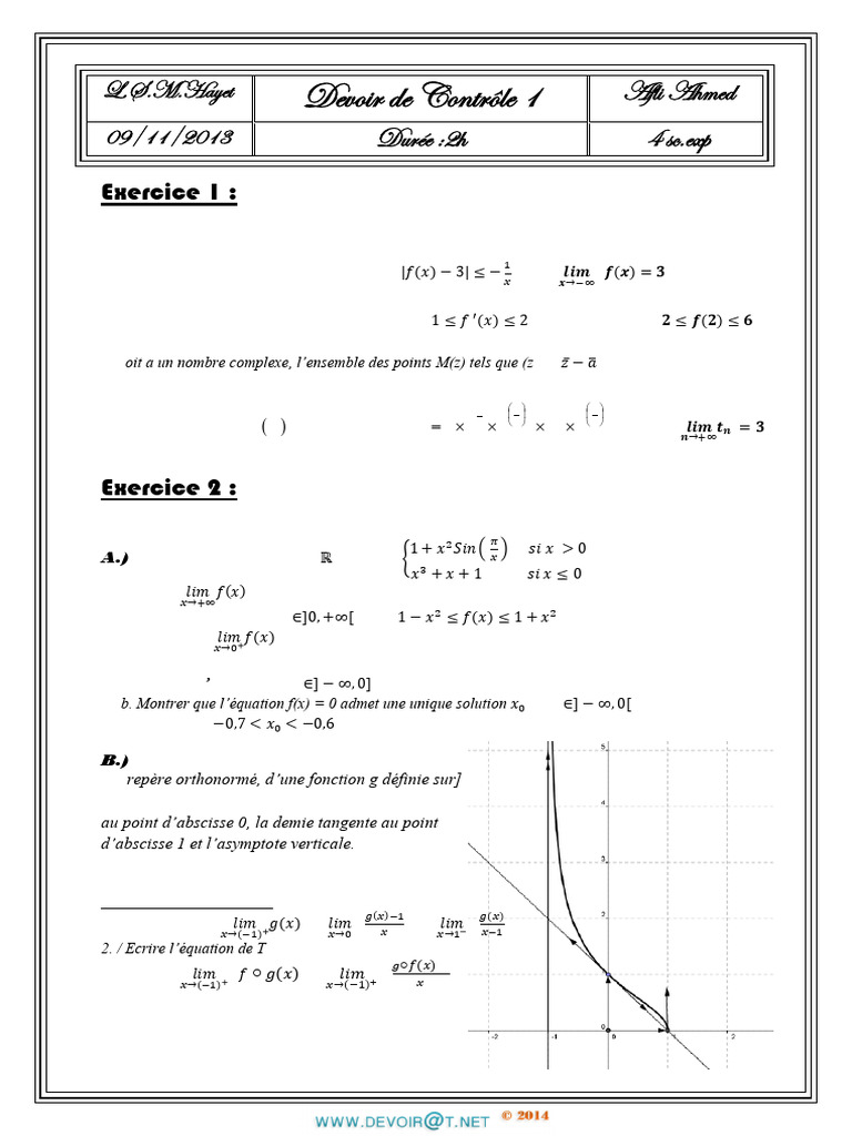 Exercice de Mathématiques Avancées | PDF | Tangente (géométrie ...
