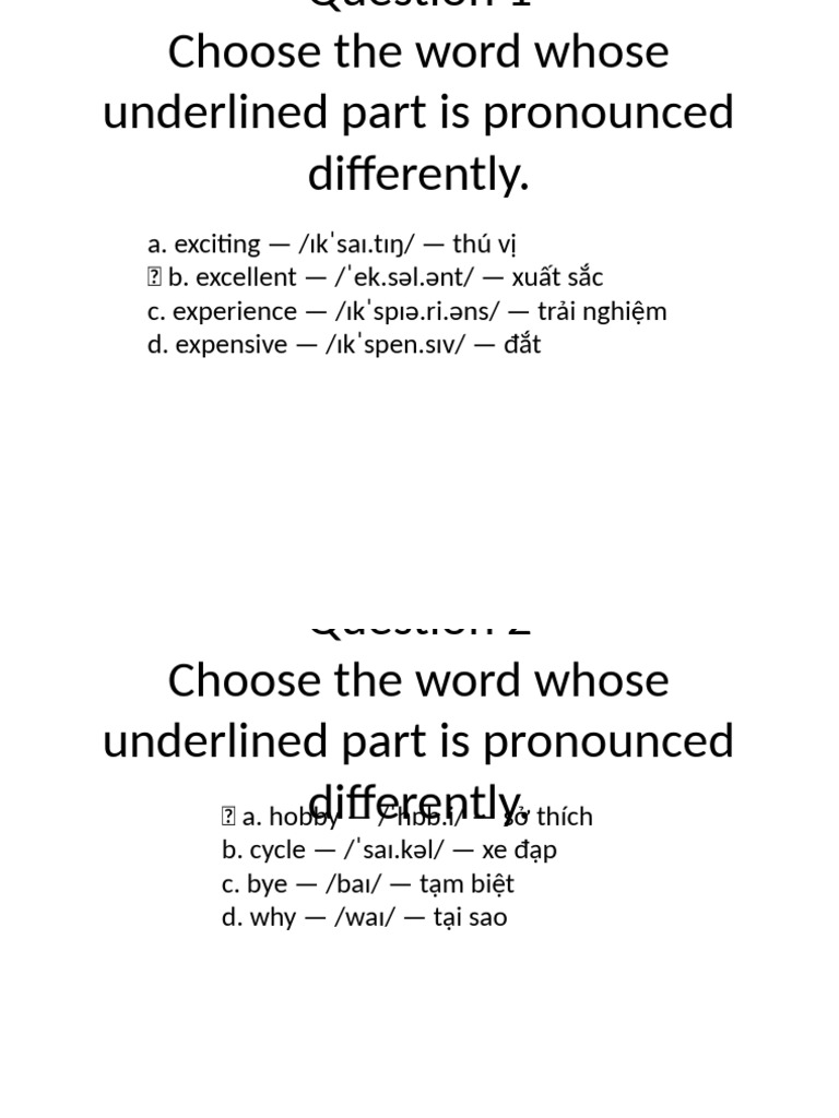 Pronunciation Quiz | PDF