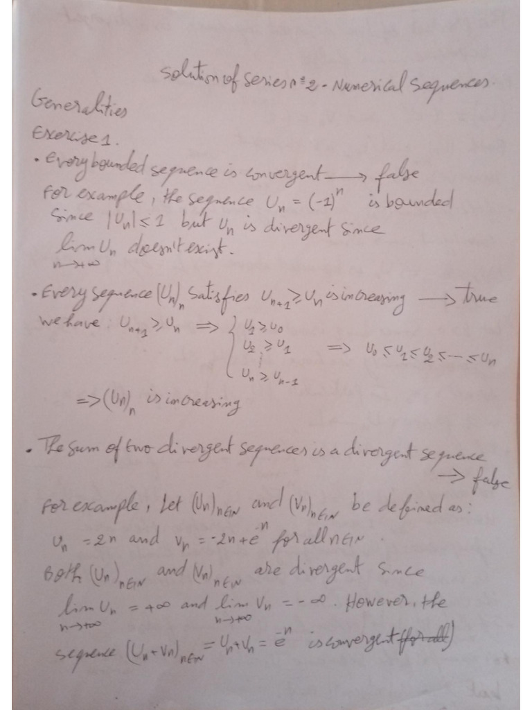 Correction of Series No 2 Numerical Sequences | PDF