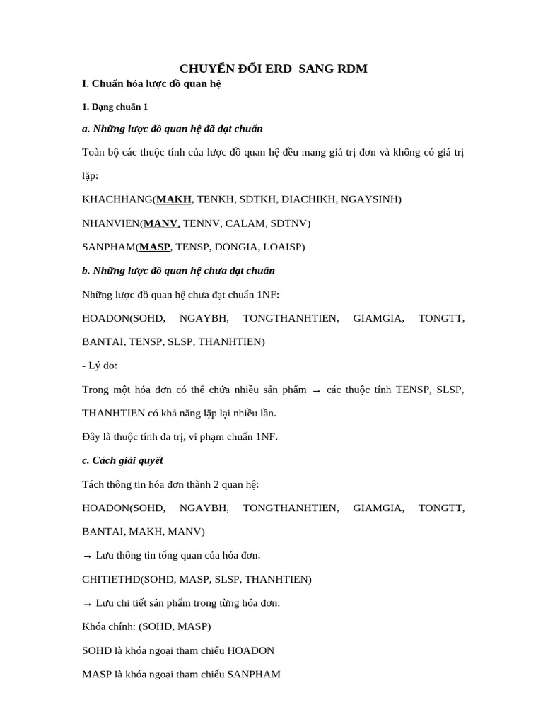 Chuyển Đổi Erd Sang Rdm 1 | PDF