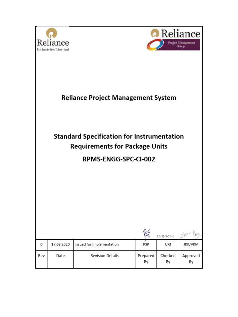 Instrumentation Specs for Package Units | PDF | Programmable Logic ...