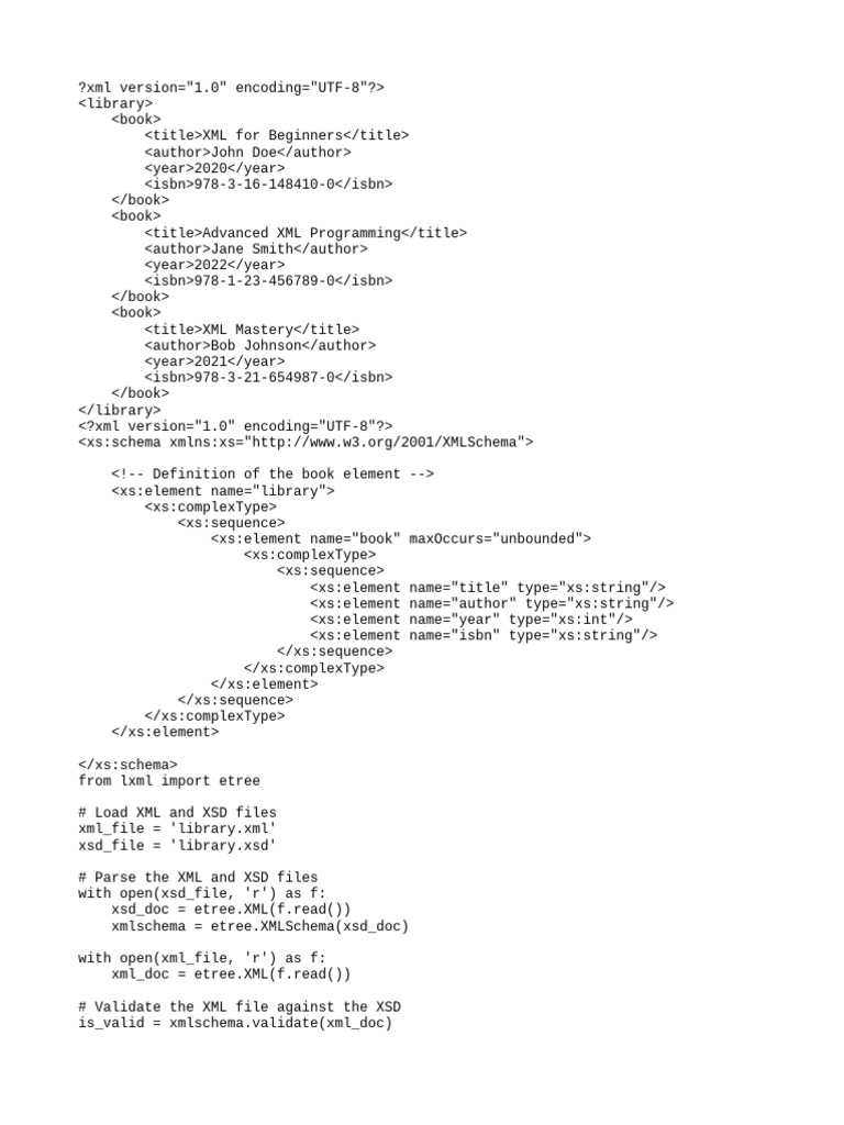 XML Library Schema and Validation | PDF