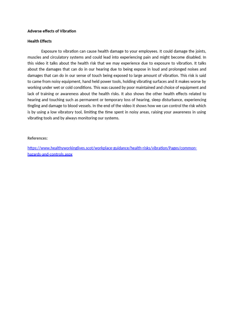 Health Risks of Vibration Exposure | PDF