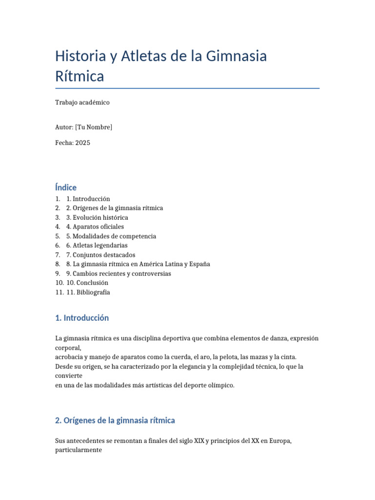 Historia y Atletas de la Gimnasia Rítmica | PDF | Gimnasia | Deportes