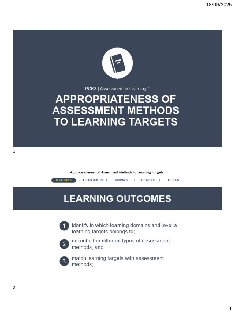 4.appropriateness of Assessment Methods To Learning Targets | PDF ...