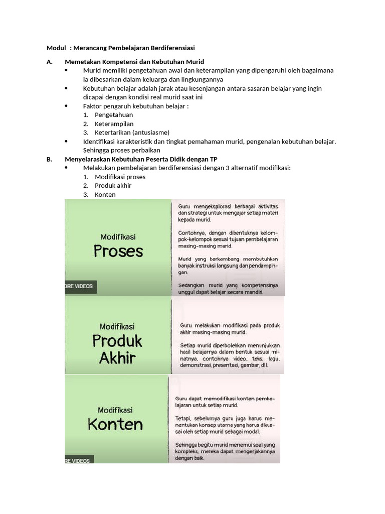 Modul Merancang Pembelajaran Berdiferensiasi | PDF