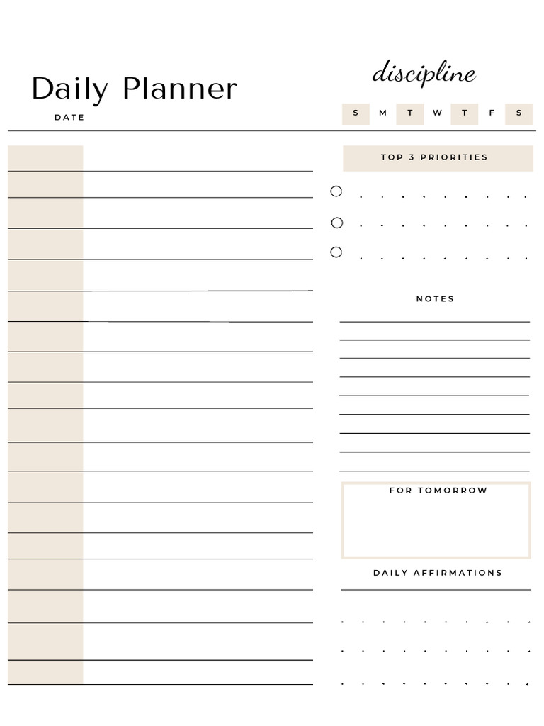 Daily Planner with Priorities & Affirmations | PDF