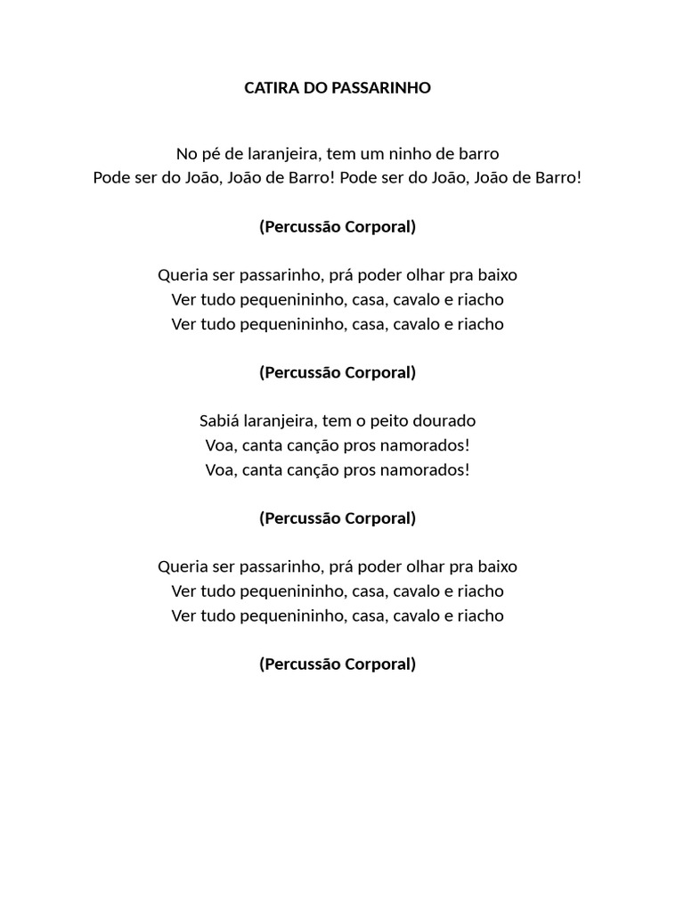 Catira do Passarinho: Letra e Temas | PDF