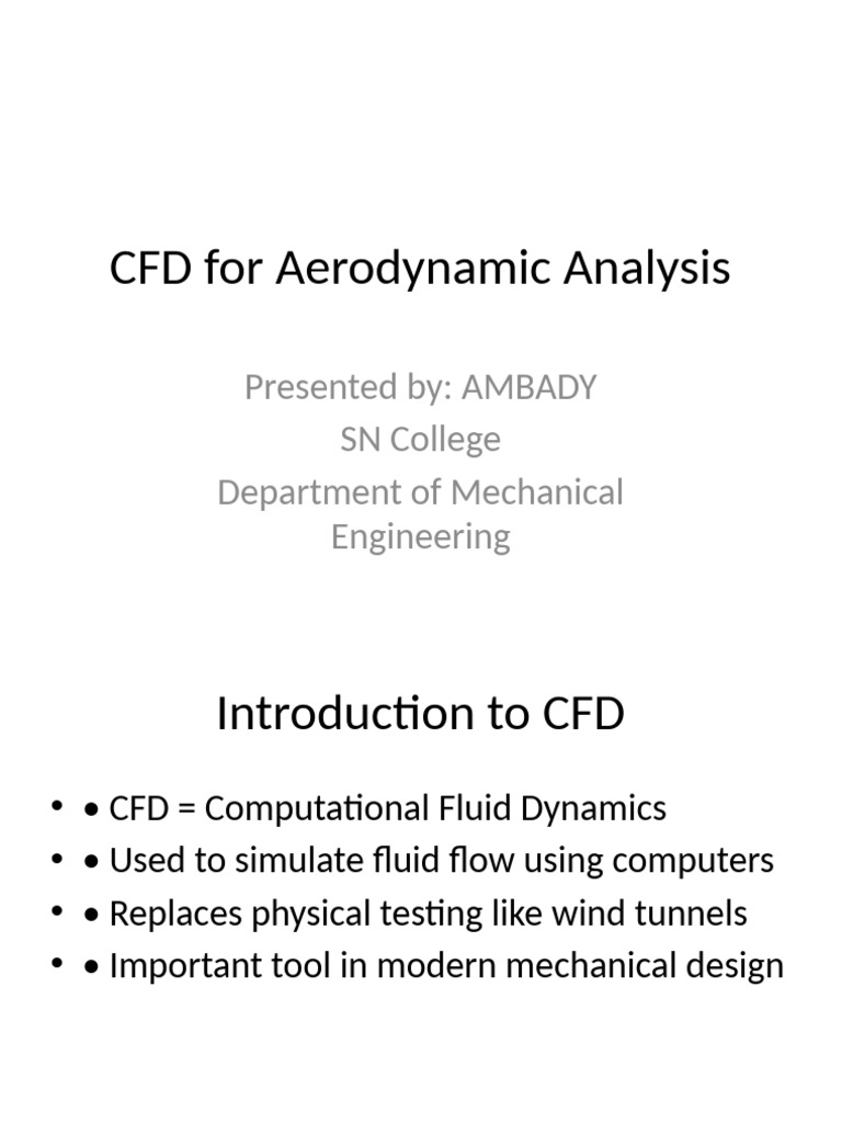 CFD For Aerodynamic Analysis Ambady | PDF