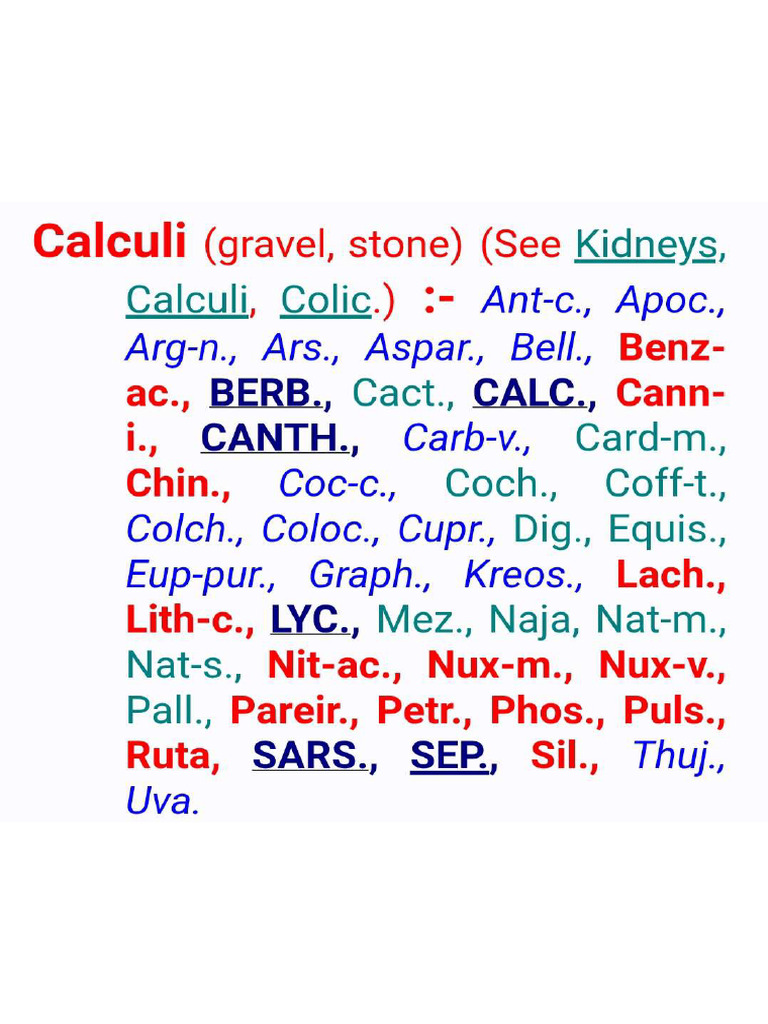 Calculi - Gravel Stone | PDF