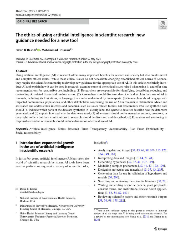 The ethics of using artificial intelligence in research | PDF | Machine ...