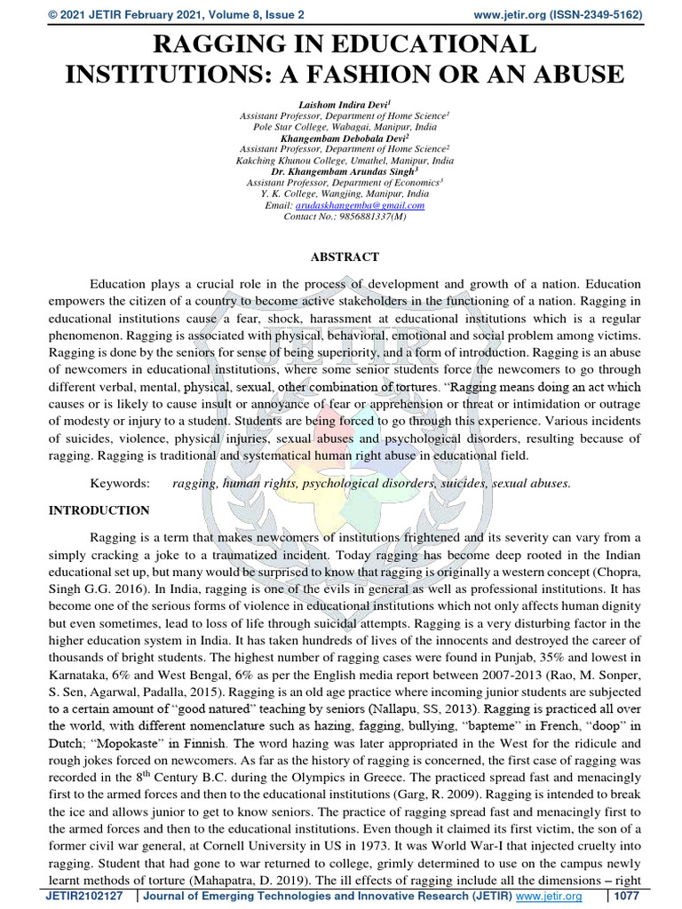 Understanding Ragging in Education | PDF | Stress (Biology) | Aggression