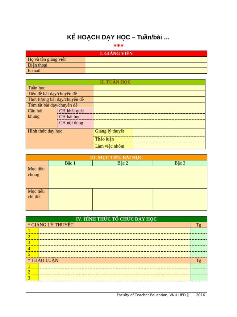 Mau Ke Hoach Day Hoc 2 | PDF