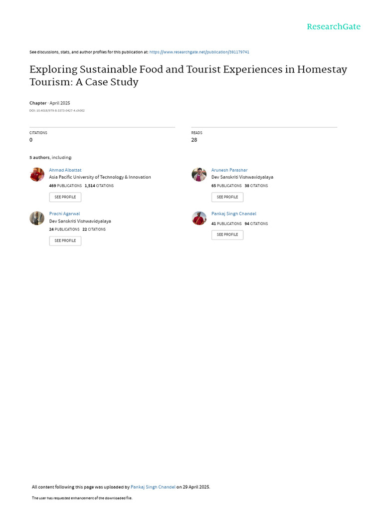 Sustainable Food in Homestay Tourism | PDF | Sustainability | Biodiversity