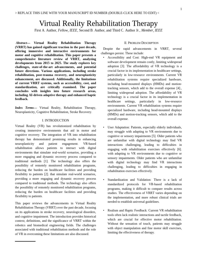 Virtual Reality in Rehabilitation Therapy | PDF