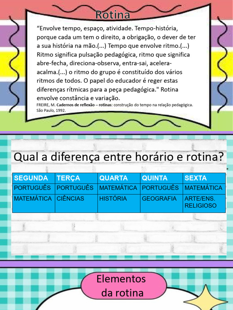 Rotina Pedagógica: Tempo e Atividades | PDF